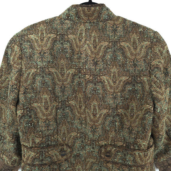 Vintage Twee Coldwater Creek Tweed Woven Art Tapestry Bolero Blazer Jacket 12 - Picture 10 of 16